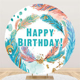 Funkeln Blau Feder Glücklich Geburtstag Runden Hintergrund